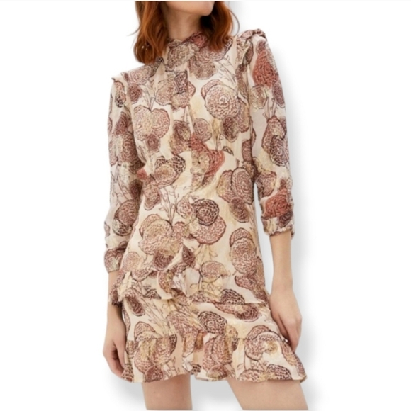 Ba&sh Metallic Effort Hydra Dress in Pink Rose Size Small - Picture 3 of 11